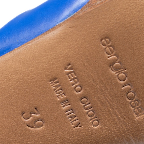 Sergio Rossi Blue Leather Slingback Peep Toe Heels | Size EU 39 / US 8.5 - 9 - Picture 9 of 10